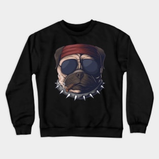 Cool Pitbull With Sunglasses Dog Head Crewneck Sweatshirt